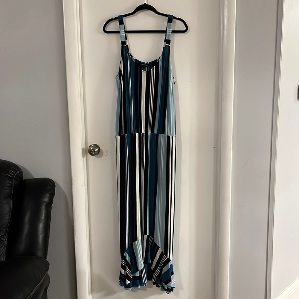 Lane Bryant striped high-low maxi dress.